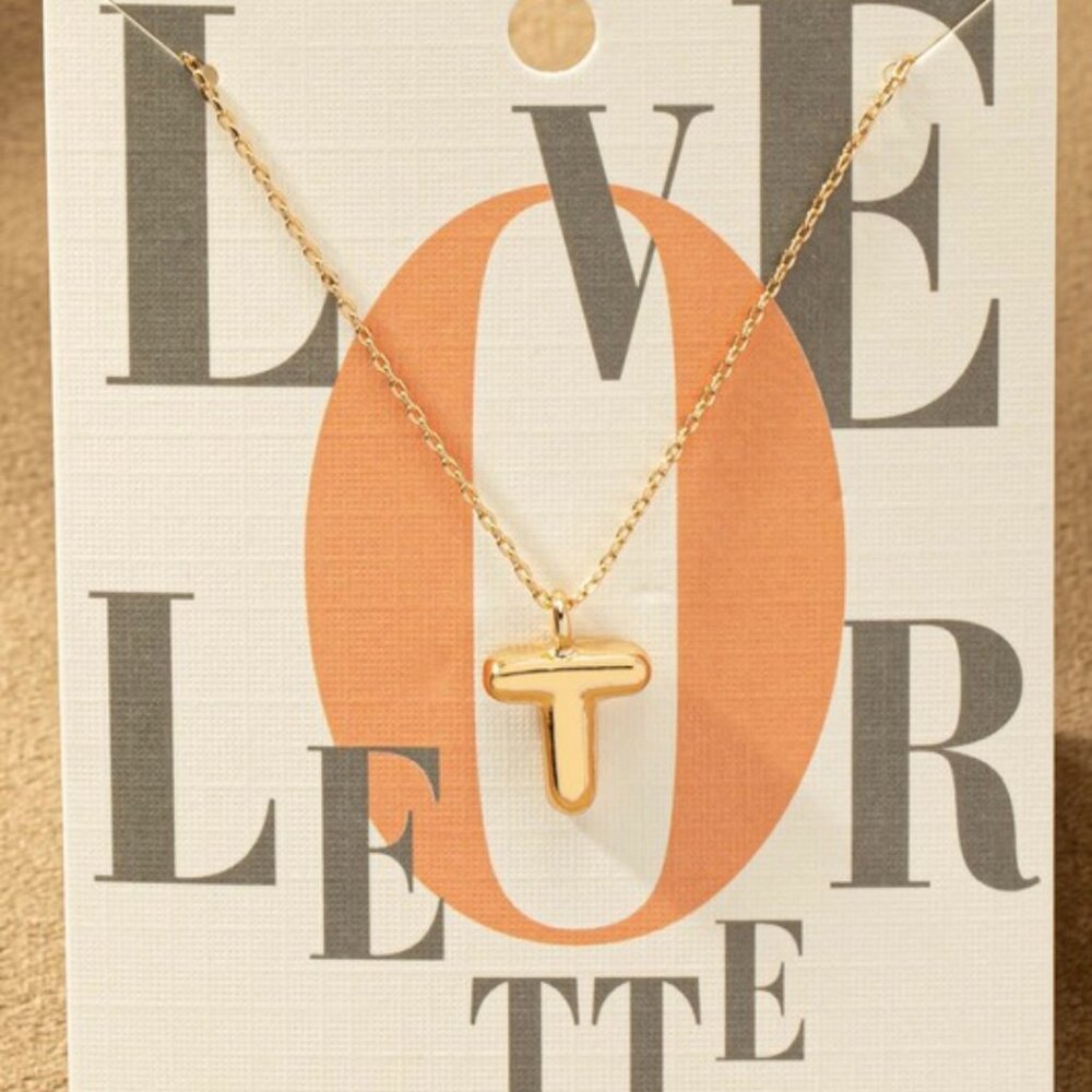 T Bubble Letter Necklace